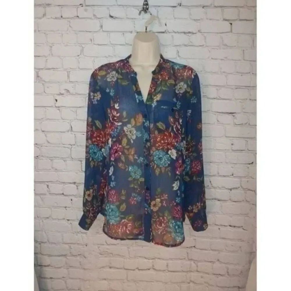KUT From The Kloth Women's Size Small Floral Button Down Blouse